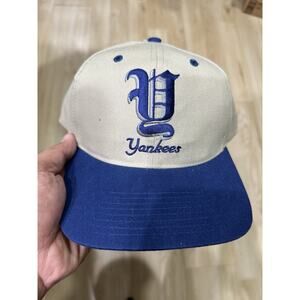 Vintage New York Yankees Hat Men Beige Twins Enterprise MLB Snap Back Cap